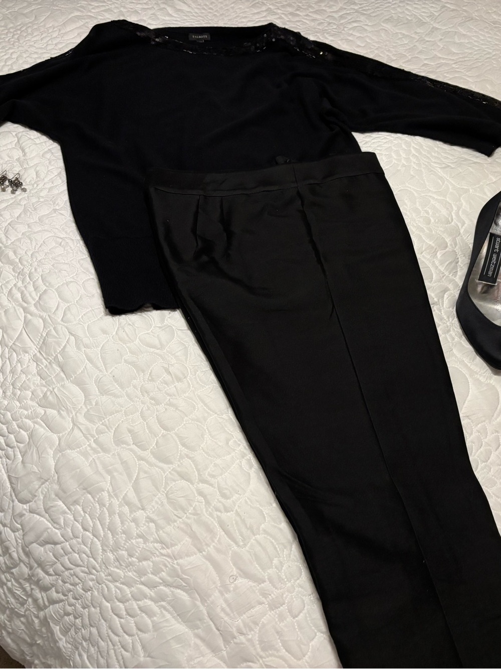 Women's Black Tailored Silk Dress Pants